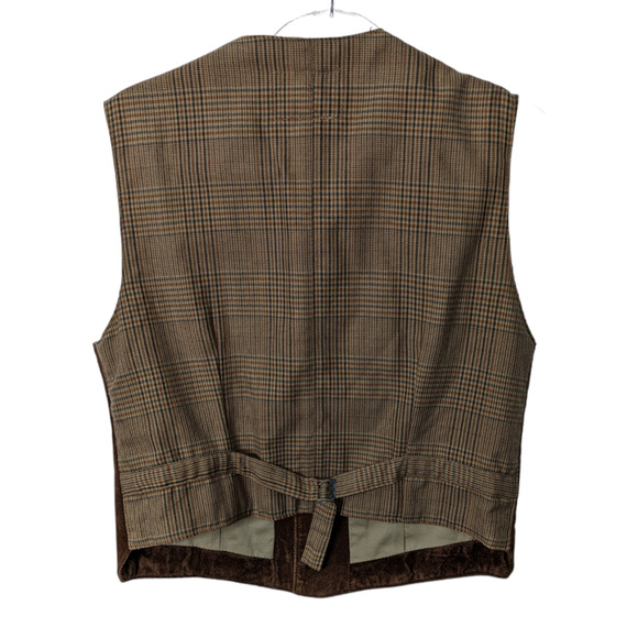 Vintage 90's Rafaella Suede Front Vest Cotton Houndstooth Back Men's Unisex - Picture 2 of 7